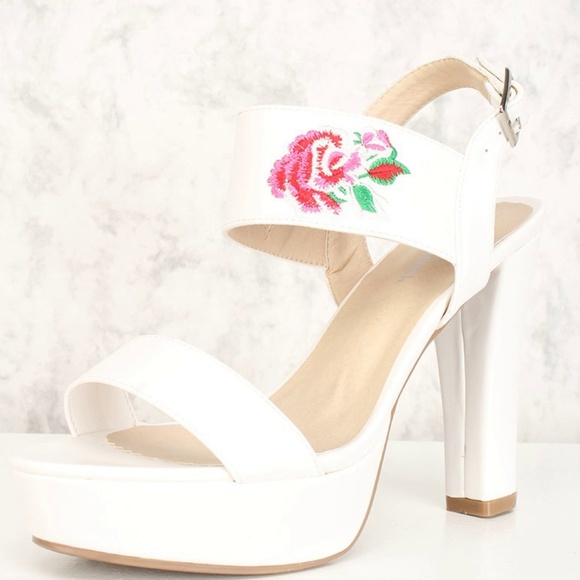 Embroidered Chunky Heels - Picture 7 of 8